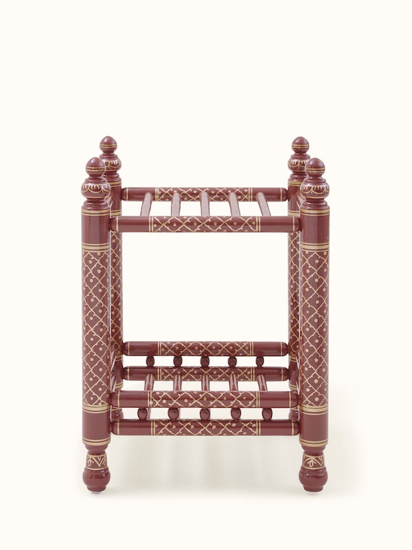 Teak Wood Sankheda Magazine Rack