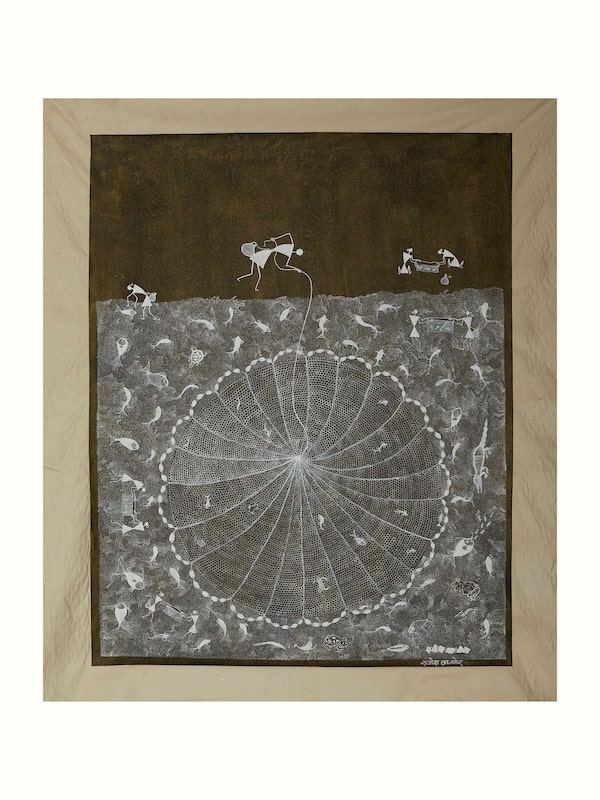Warli Fishing Painting