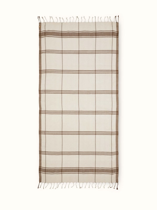 Sarvika Brown Checks Cotton Bath Towel (L)