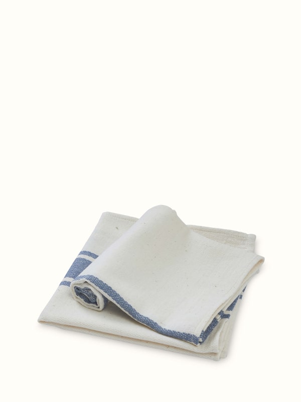 Sarvika Blue Checks Cotton Hand Towels (2 Pcs)