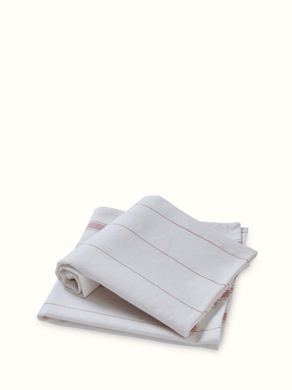 Adrita White Stripe Cotton Hand Towels (2 Pcs)