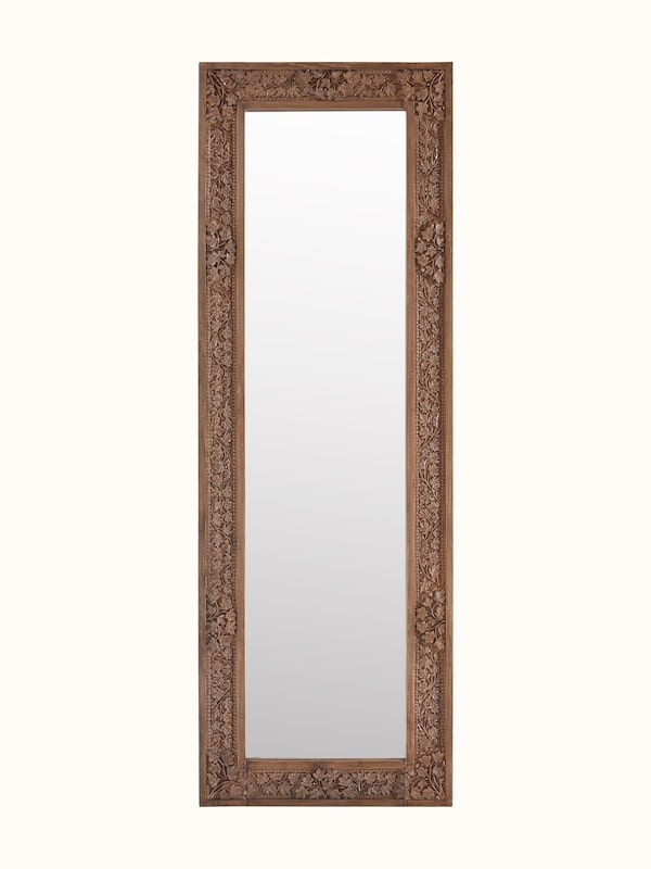 Carved Walnut Wood Full-length Mirror