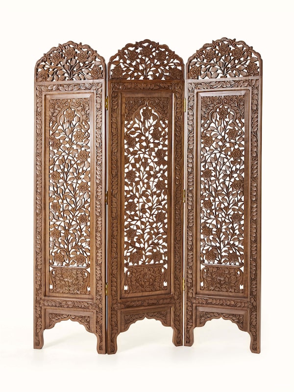 Carved Walnut Wood Partition Screen