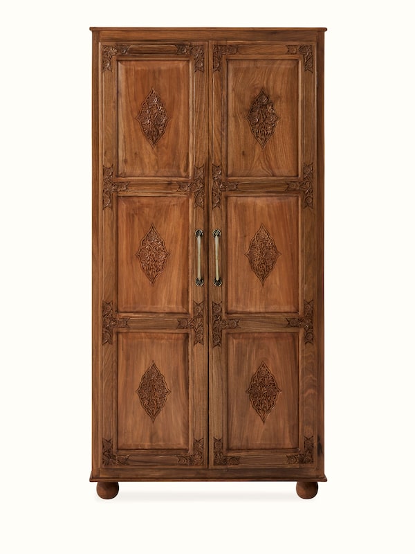 Carved Walnut Wood Wardrobe