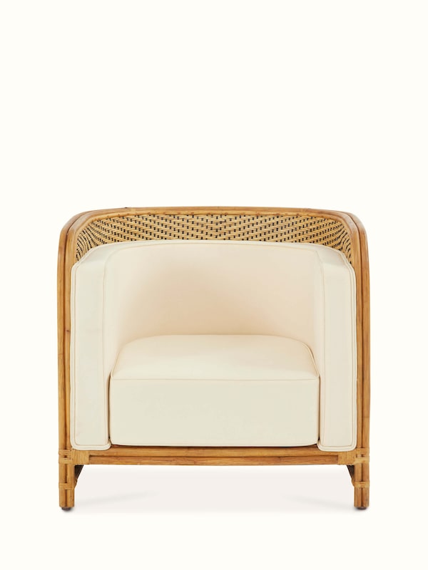 Upholstered Cane Armchair
