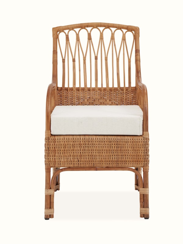 Upholstered Cane Study Chair