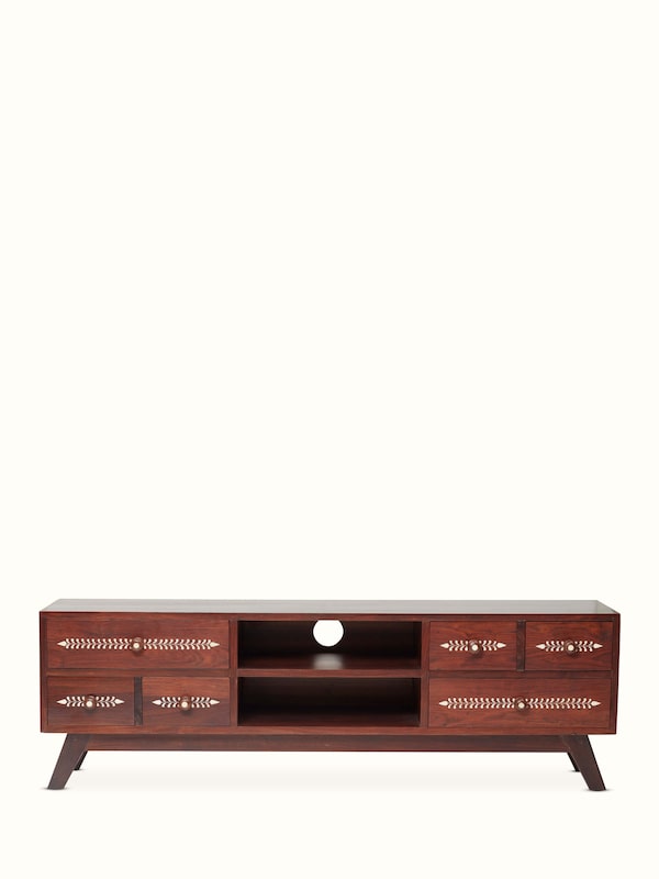 Bone Inlay Sheesham Wood Entertainment Unit