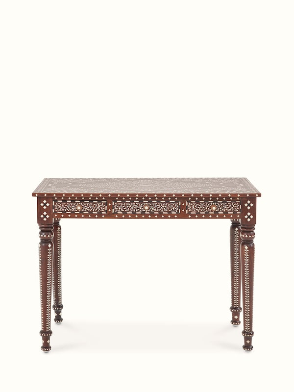Bone Inlay Sheesham Wood Study Table (3 Drawers)