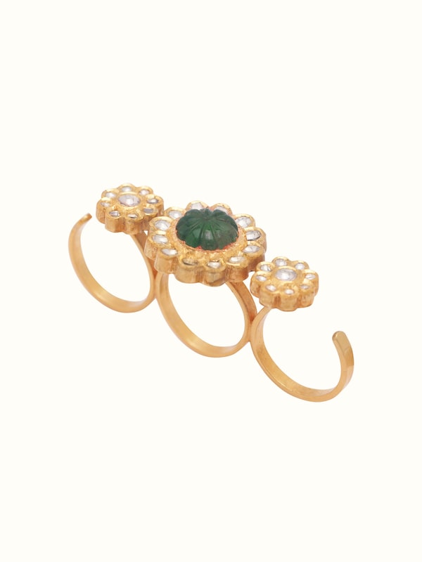 Jadau 18 Karat Gold 3-finger Ring