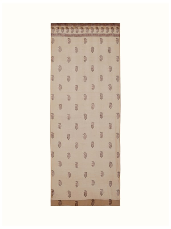 Vasudha Rust Buta Silk Cotton Bagru Hand Block Print Sheer Curtain (9 Ft)