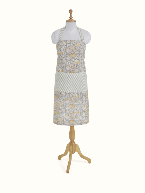 Samaha Grey Floral Cotton Sanganeri Hand Block Printed Apron