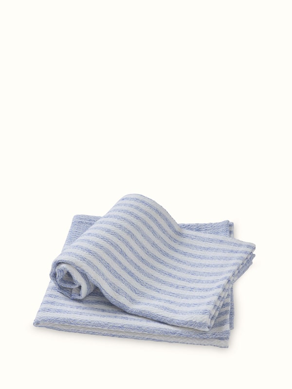 Vayana Stripe Blue Cotton Hand Towels (2 Pcs)