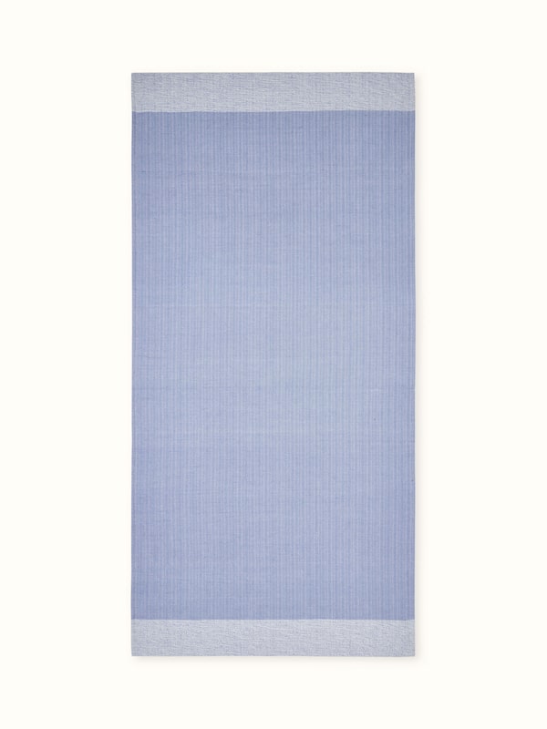 Vayana Solid Blue Cotton Striped Bath Towel (L)