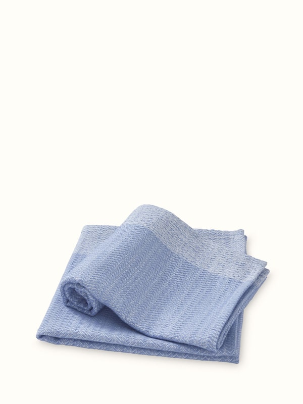 Vayana Solid Blue Stripe Cotton Hand Towels (2 Pcs)
