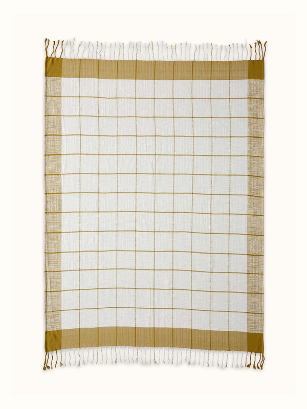 Adhima Ochre Cotton Twill Cotton Handloom Throw