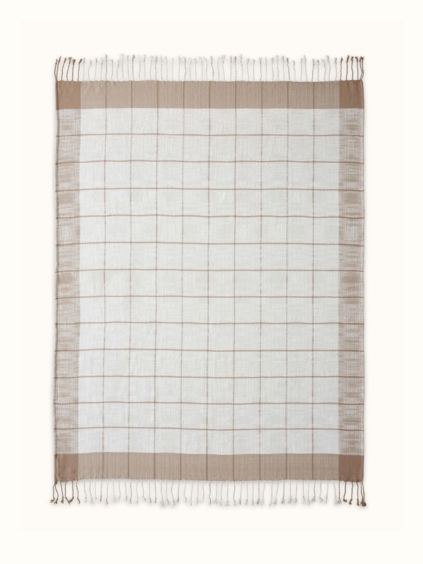 Adhima Beige Cotton Twill Handloom Throw