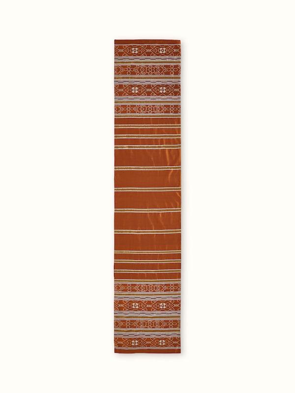 Sanchaya Rust Stripe Silk Odisha Handloom Ikat Bed Runner