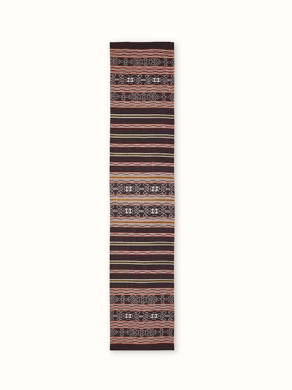 Sanchaya Coffee Stripe Silk Odisha Handloom Ikat Bed Runner
