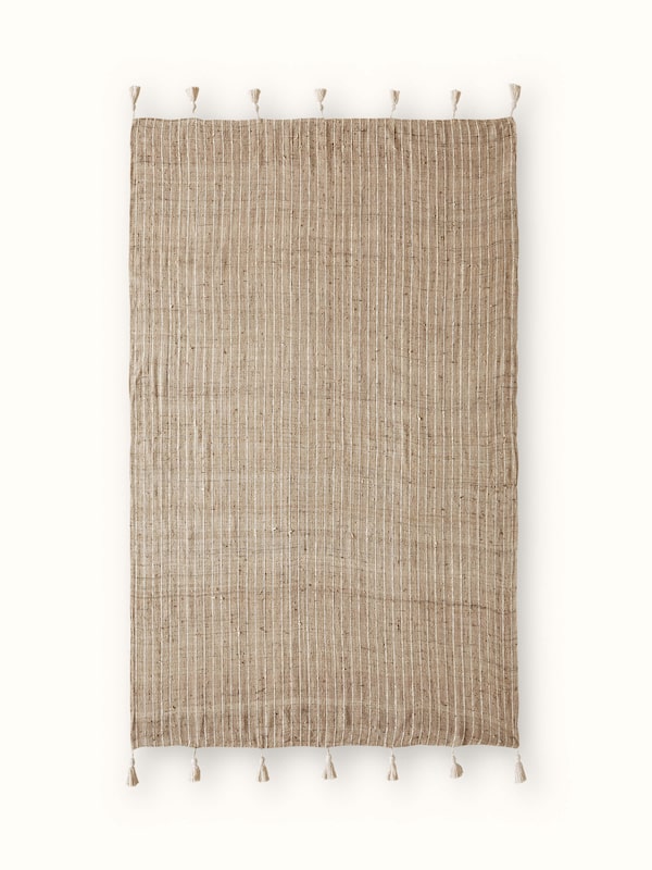 Ujjwal Light Brown Stripe Bhagalpur Silk Handloom Throw