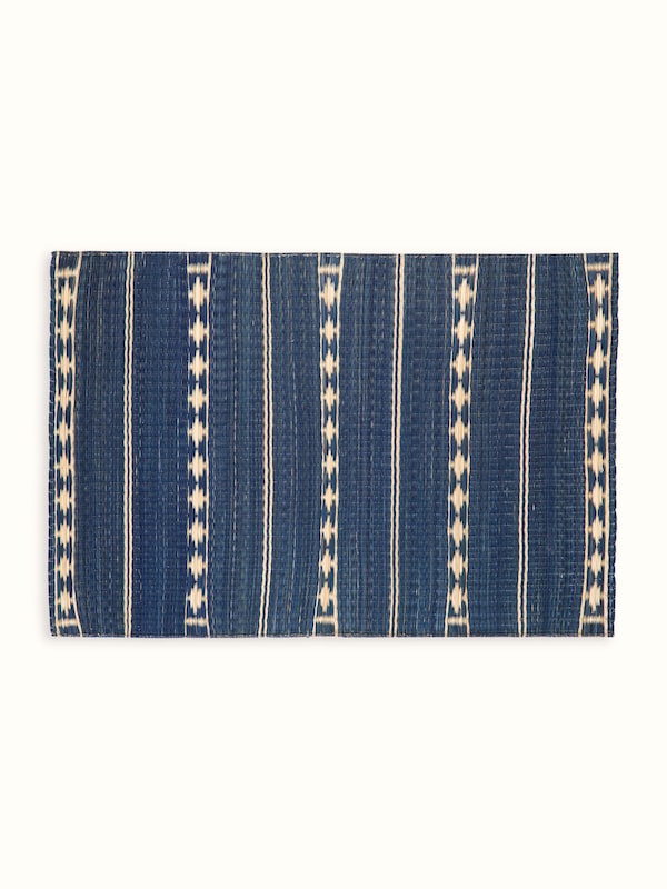 Prakriti Blue Stripe Natural Fibre Madurkathi Table Mats (6 Pcs)