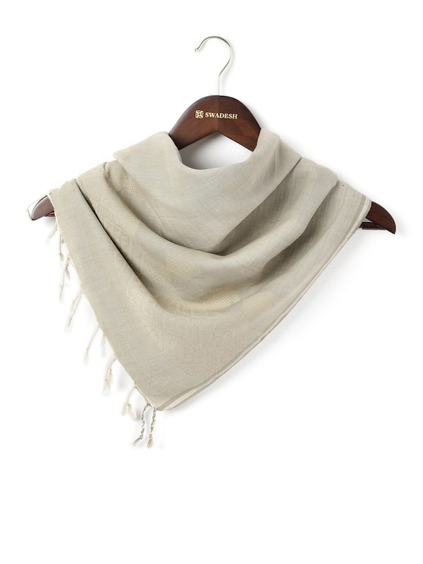 Grey Cotton Extra-weft Stole