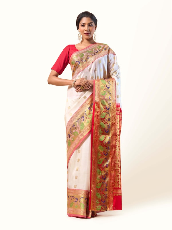 Off-white Silk Venkatagiri Saree