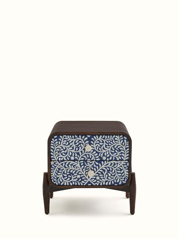 Bone Inlay Sheesham Wood Bedside Table