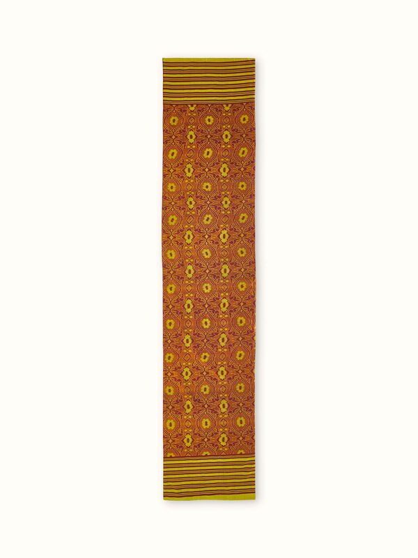 Bhoomi Red Allover Stripe Silk Odisha Handloom Ikat Bed Runner