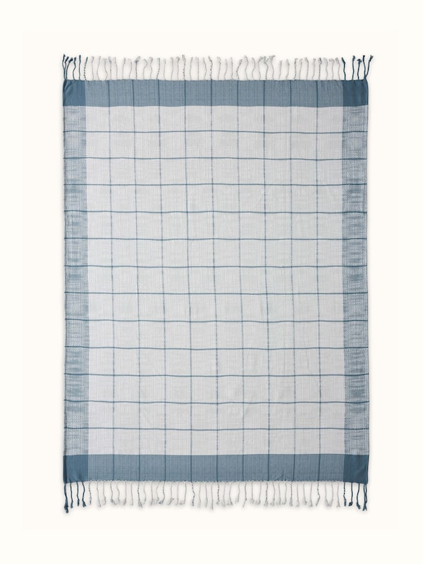 Adhima Light Turquoise Cotton Twill Handloom Throw