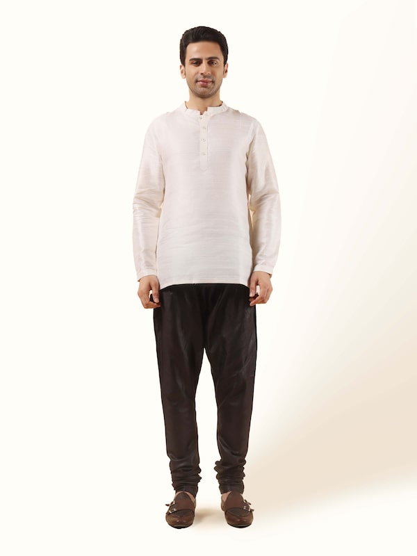 Black Silk Bhagalpur Elasticated Churidar
