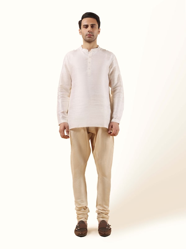 Cream Tussar Silk Elasticated Churidar