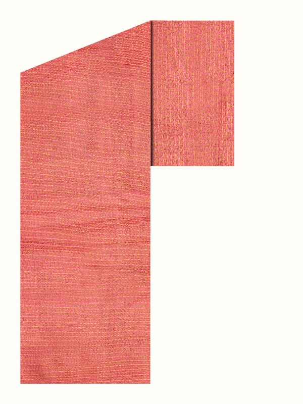 Pink Tussar Silk Sujani Embroidered Blouse Piece
