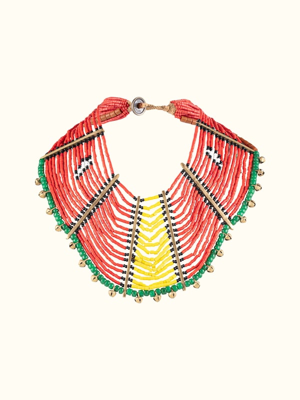 Beads & Faux Bones Collar Necklace