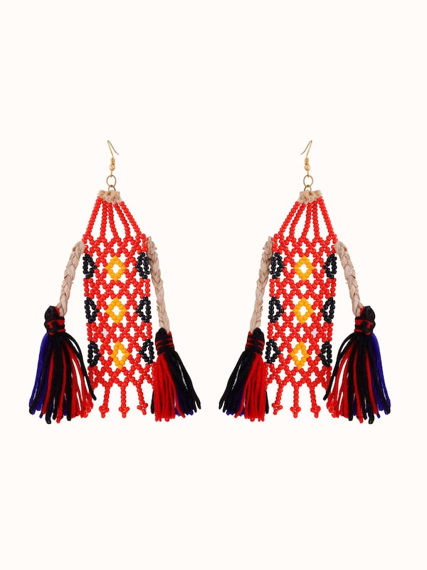 Bead & Banana Fibre Drop Earrings