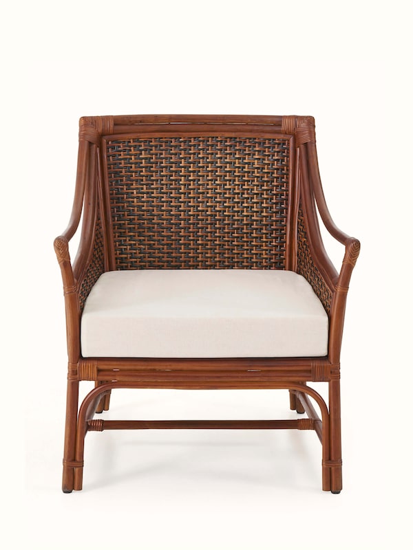 Upholstered Cane Armchair