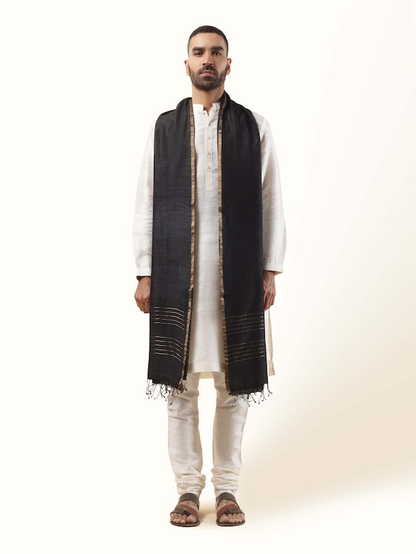 Black Matka Silk Stole