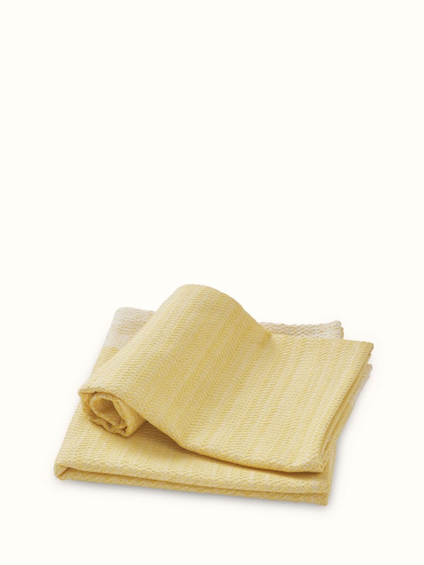 Vayana Solid Yellow Stripe Cotton Hand Towels (2 Pcs)