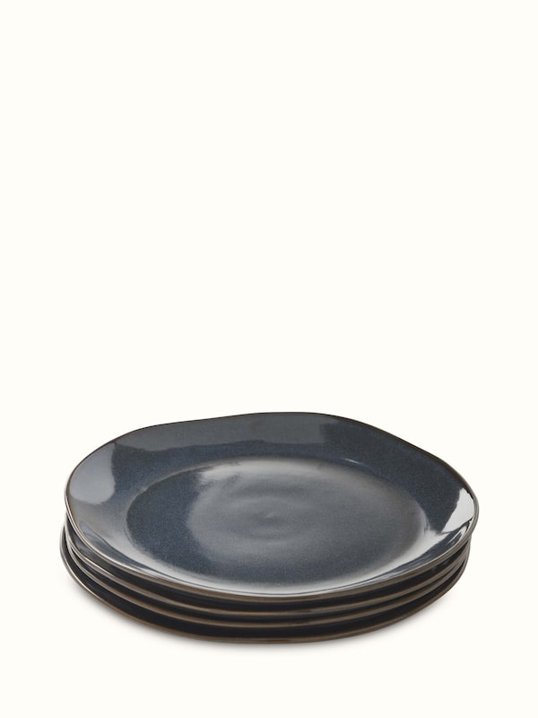 Khurja Pottery Ceramic Dinner Plates Black (4 Pcs)