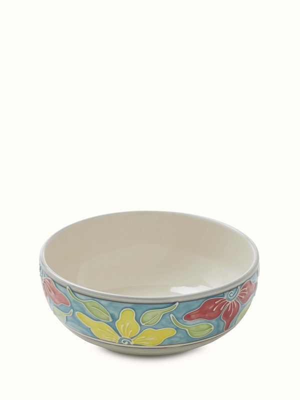 Khurja Pottery Ceramic Serving Bowl Blue