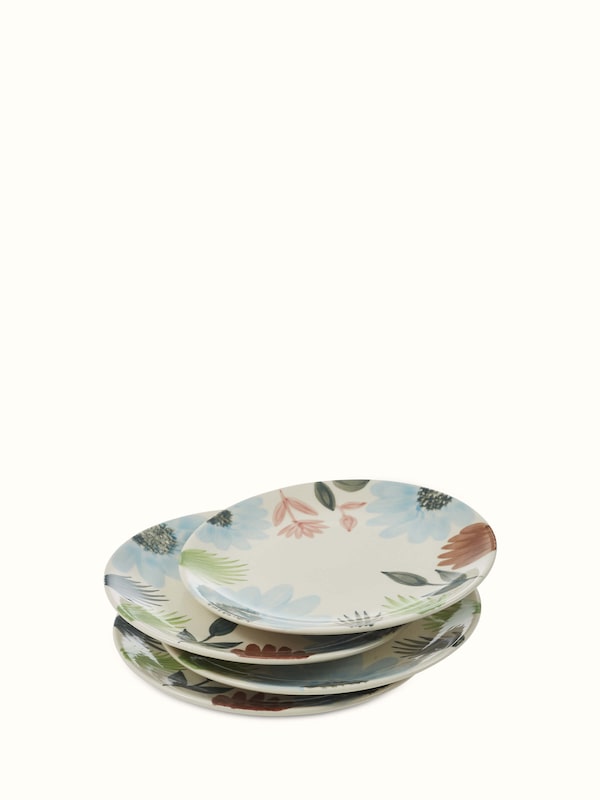 Khurja Pottery Ceramic Dinner Plates Multicolor (4 Pcs)