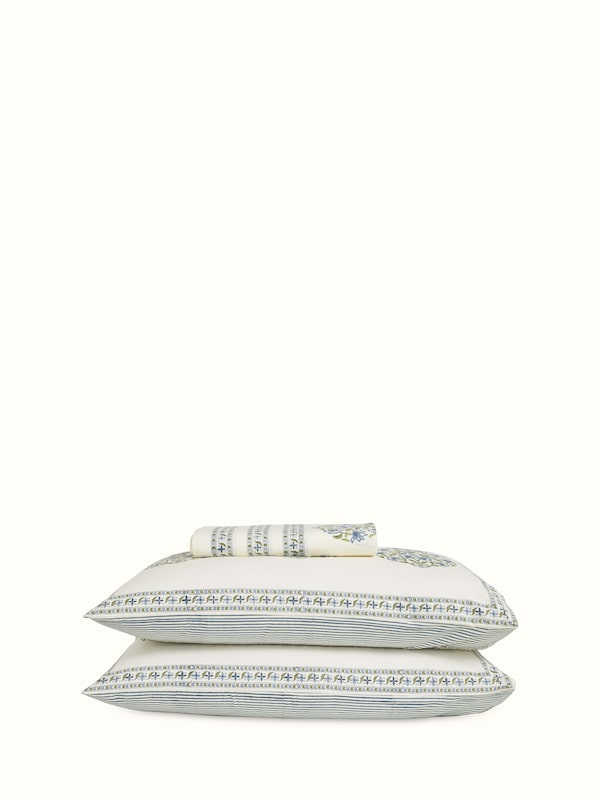 Aarunya Blue Buta Cotton Sanganeri Hand Block Print King-size Bedsheet Set