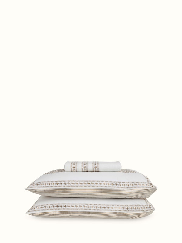 Aarunya Beige Buta Cotton Sanganeri Hand Block Print King-size Bedsheet Set