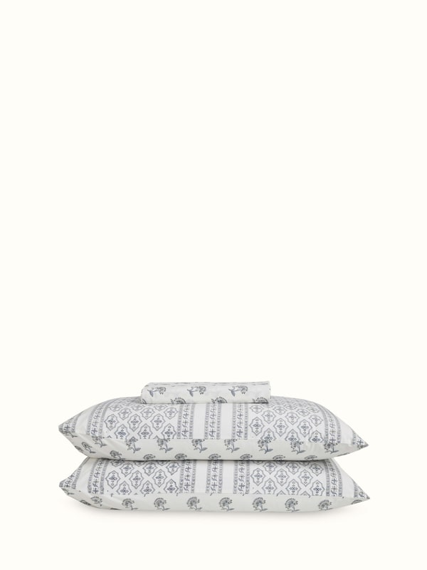 Aarunya Grey Floral Cotton Sanganeri Hand Block Print King-size Bedsheet Set