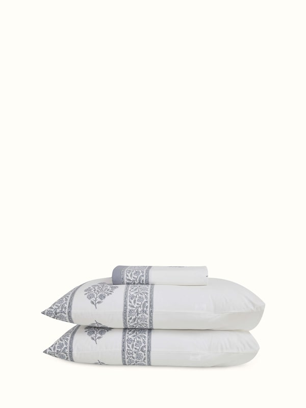 Saha Grey Buta Cotton Sanganeri Hand Block Print King-size Bedsheet Set