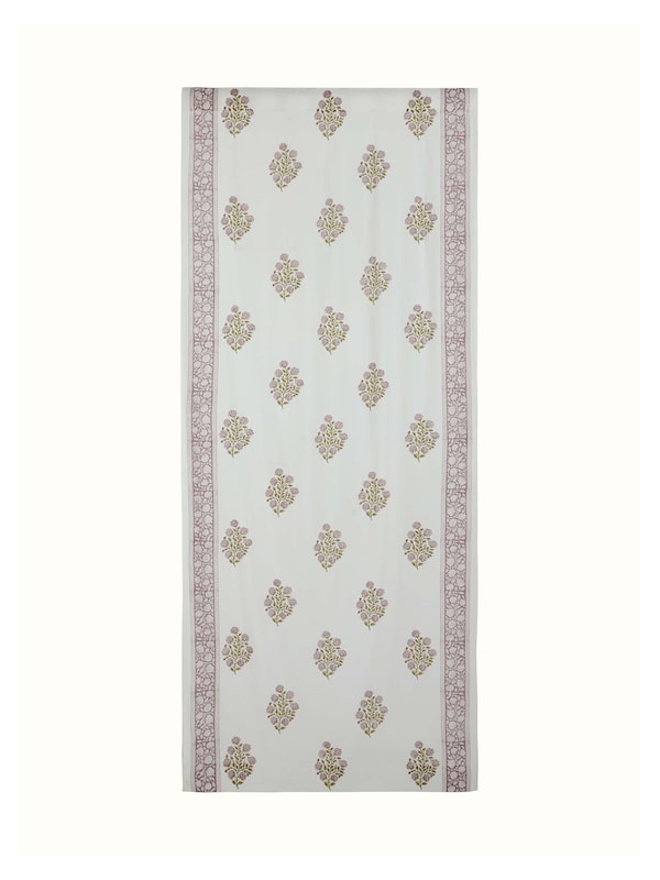 Saha Lavender Floral Cotton Sanganeri Hand Block Printed Curtain (7 Ft)