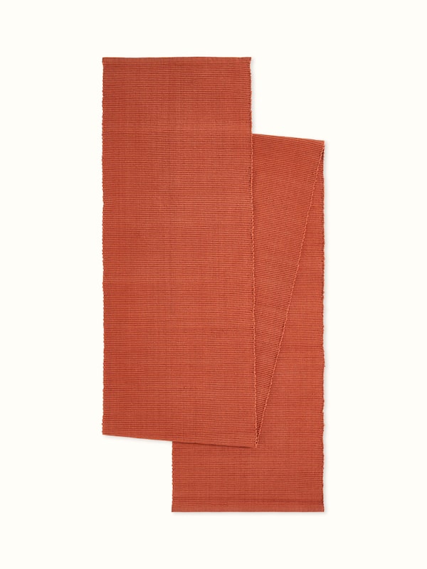 Vastav Rust Solid Cotton Handloom Table Runner (6 Seater)