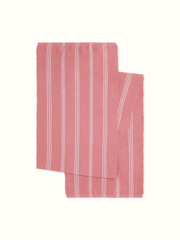 Vastav Pink Stripe Cotton Handloom Table Runner (4 Seater)