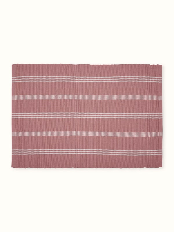 Vastav Pink Stripe Cotton Handloom Table Mats (6 Pcs)