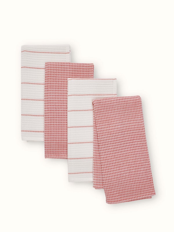 Arth Pink Waffle Cotton Handloom Dish Towels (4 Pcs)