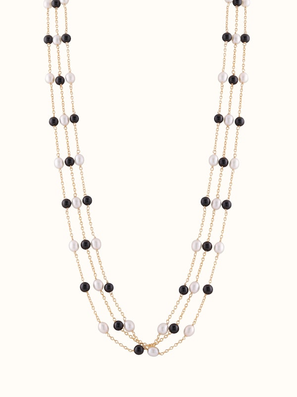 Gemstone Strings Silver Long Necklace
